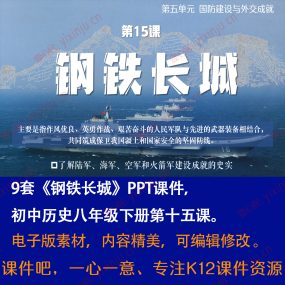 《钢铁长城》PPT课件9套八年级下册历史第15课课堂教学