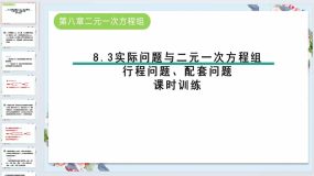 8.3实际问题与二元一次方程组-行程问题、配套问题课时训练课件-人教版七年级数学下册（27页）