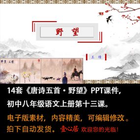 《唐诗五首·野望》PPT课件14套初中八年级上册语文第十三课课件