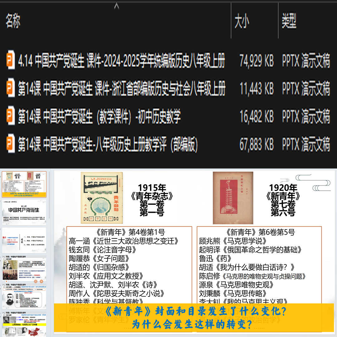 《 中国共产党诞生》PPT课件4套初中八年级上册历史第十四课课件