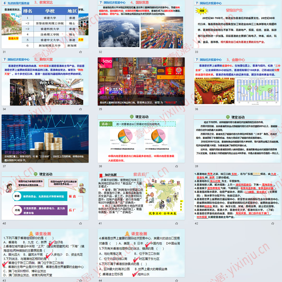 湘教版香港特别行政区的国际枢纽功能PPT课件8套八下地理第7章1节