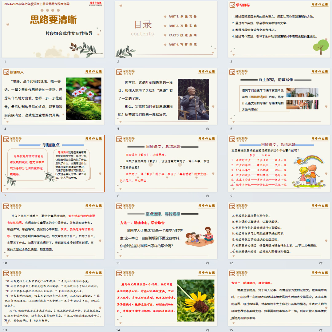 思路要清晰+作文写作技巧-七年级上册语文单元写作指导课件ppt