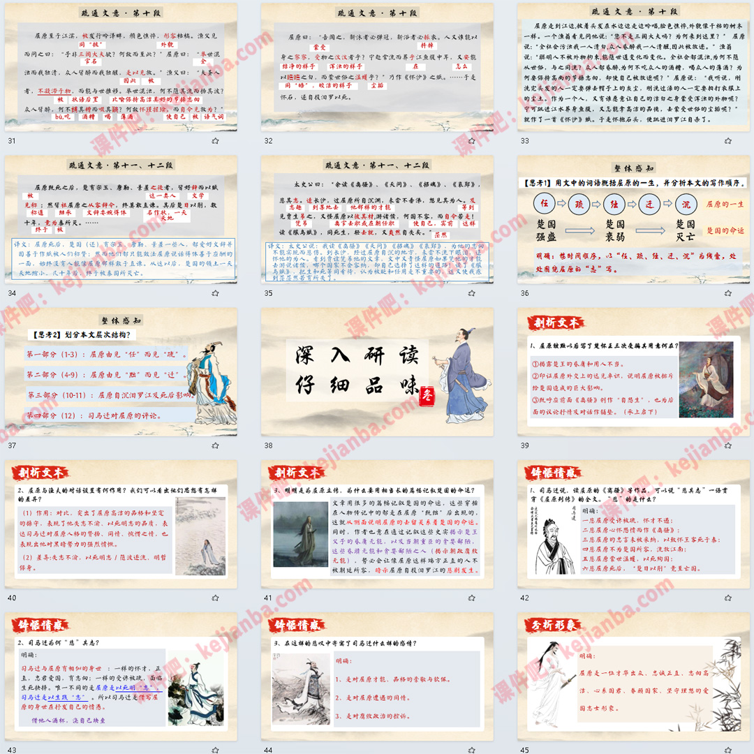 《屈原列传》PPT课件公开课高二语文选择性必修中册文言文教学