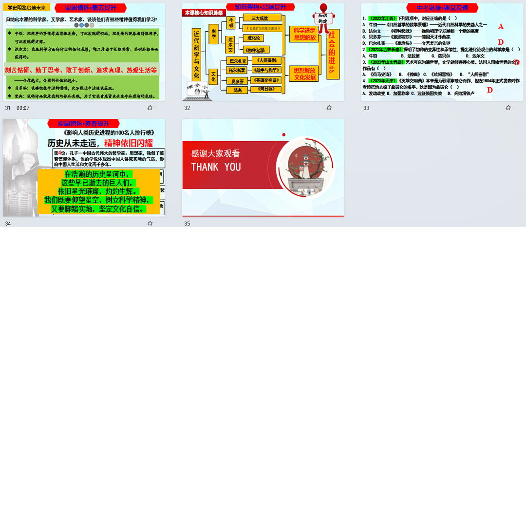《近代科学与文化》PPT课件11套九年级下册历史第7课课堂教学
