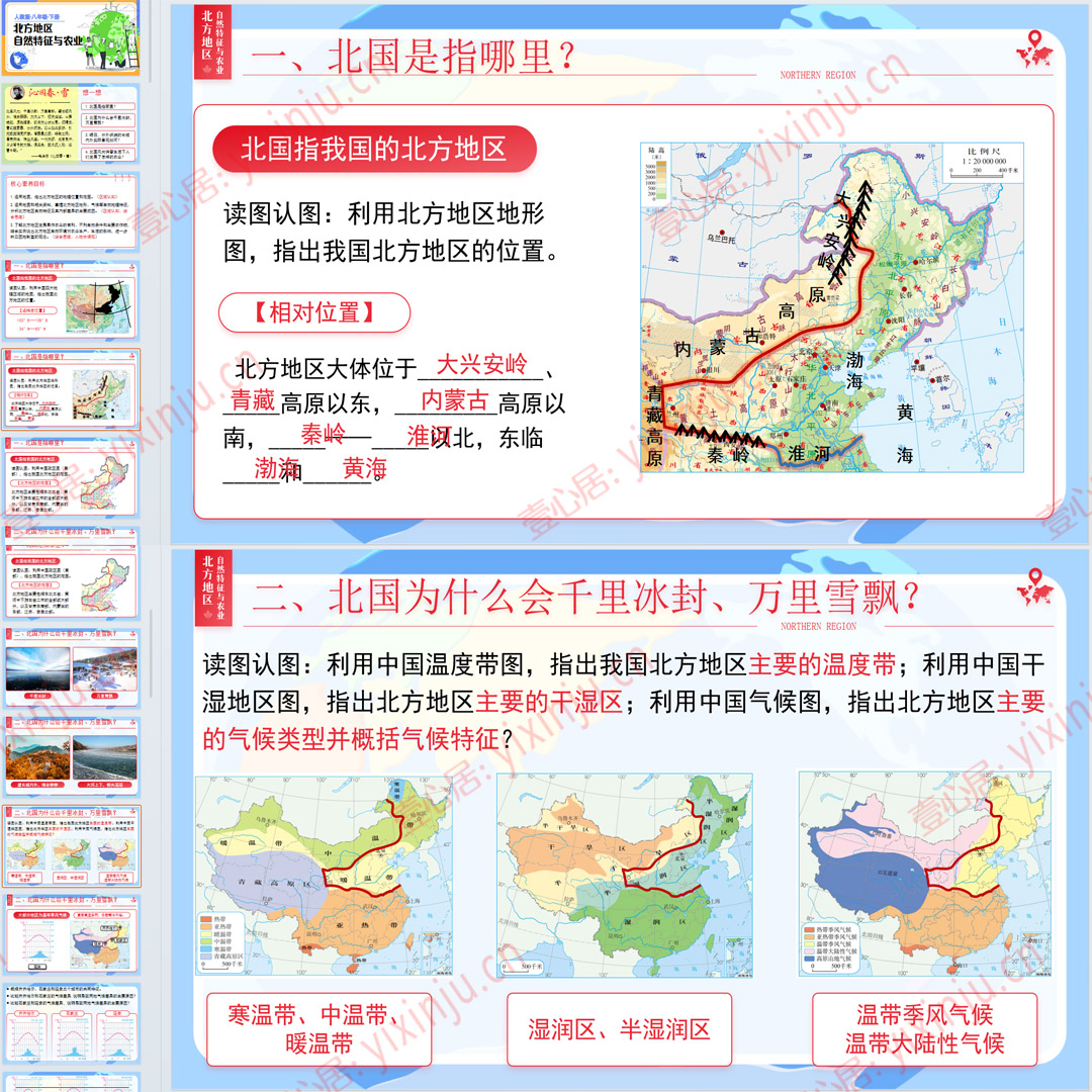 人教版《北方地区自然特征与农业》PPT课件6套八下地理第6章第1节