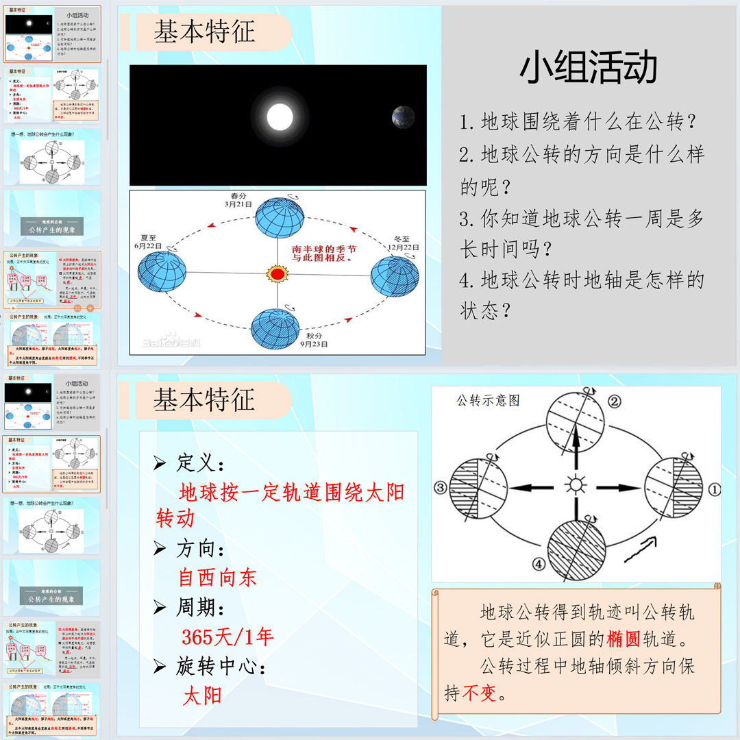 《地球的公转》PPT课件6套初中七年级上册地理第三单元第二节