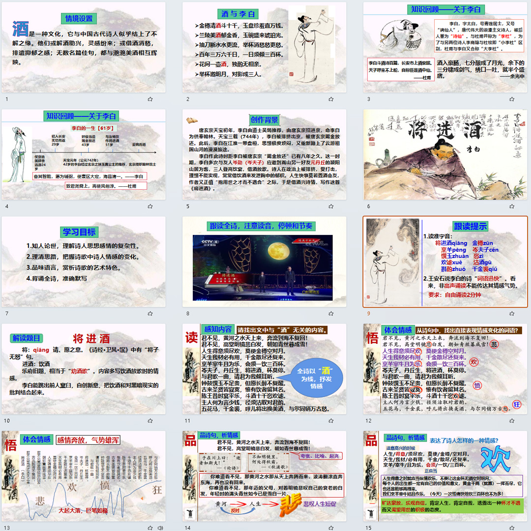 《将进酒》PPT课件精品课古诗词诵读高二语文上学期选择性必修上