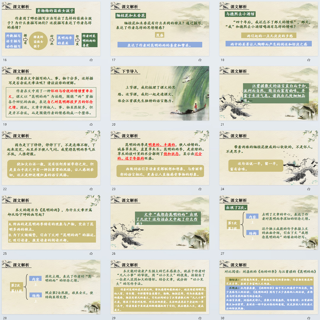 《昆明的雨》PPT课件精品课初中八年级上册语文第17课教学课件