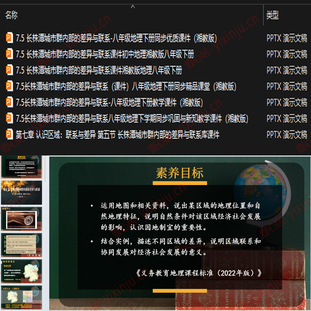 湘教版长株潭城市群内部的差异与联系PPT课件7套八下地理第7章5节