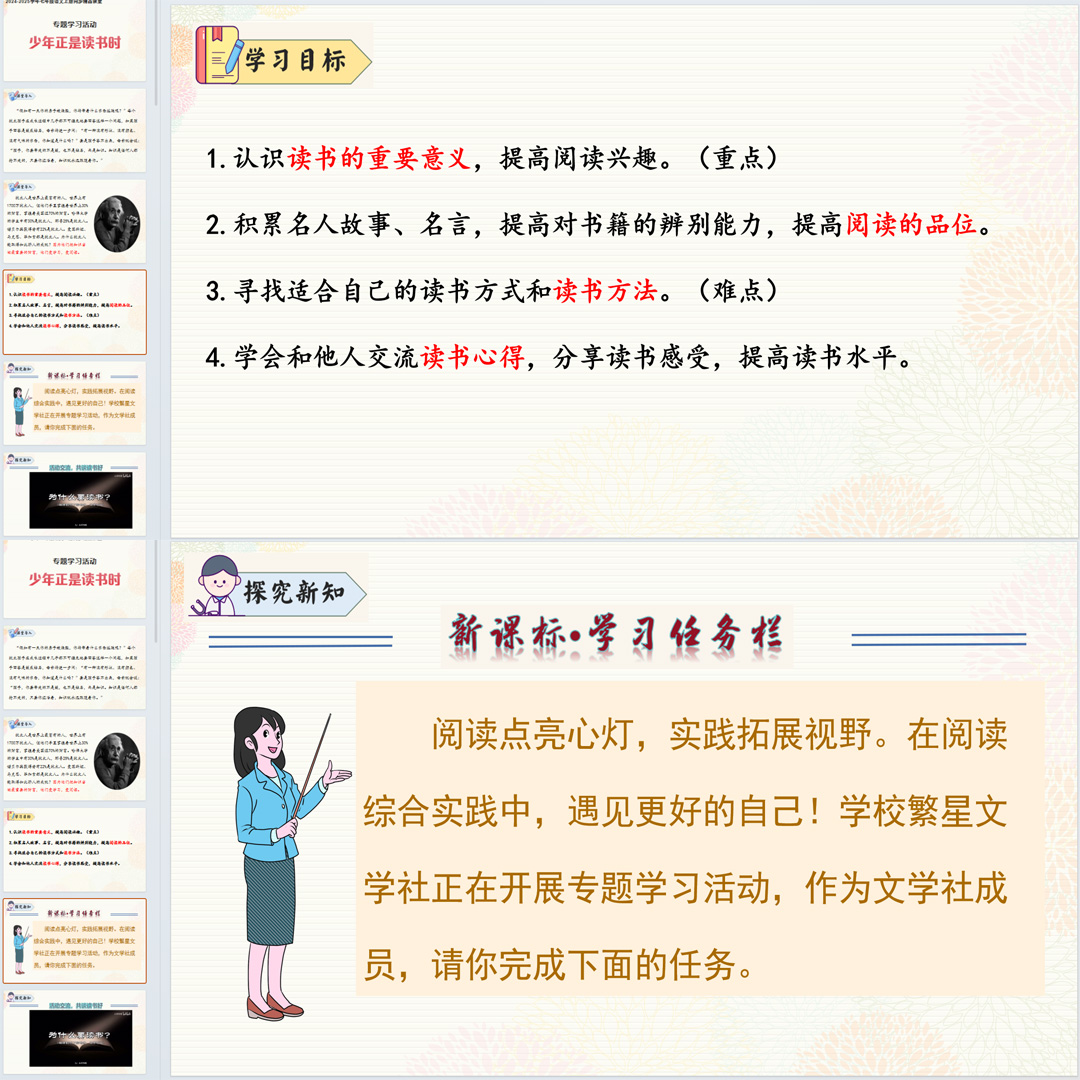 专题学习精品课《少年正是读书时》课件PPT语文七年级上册第4单元