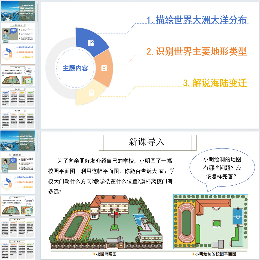 晋教版《描绘世界大洲大洋分布》PPT课件公开课初中七上地理3.1