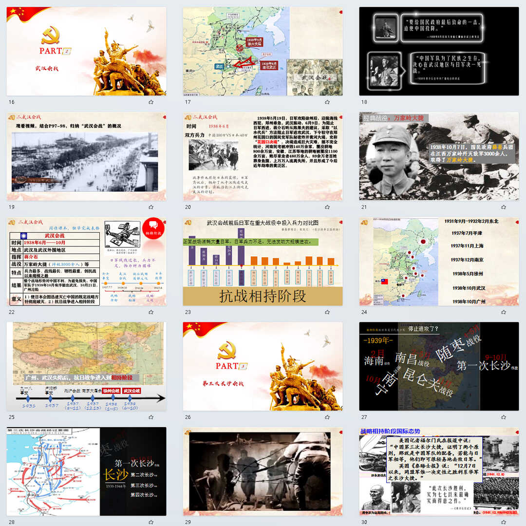 《正面战场的抗战》PPT课件15套初中八年级上册历史第二十课课件