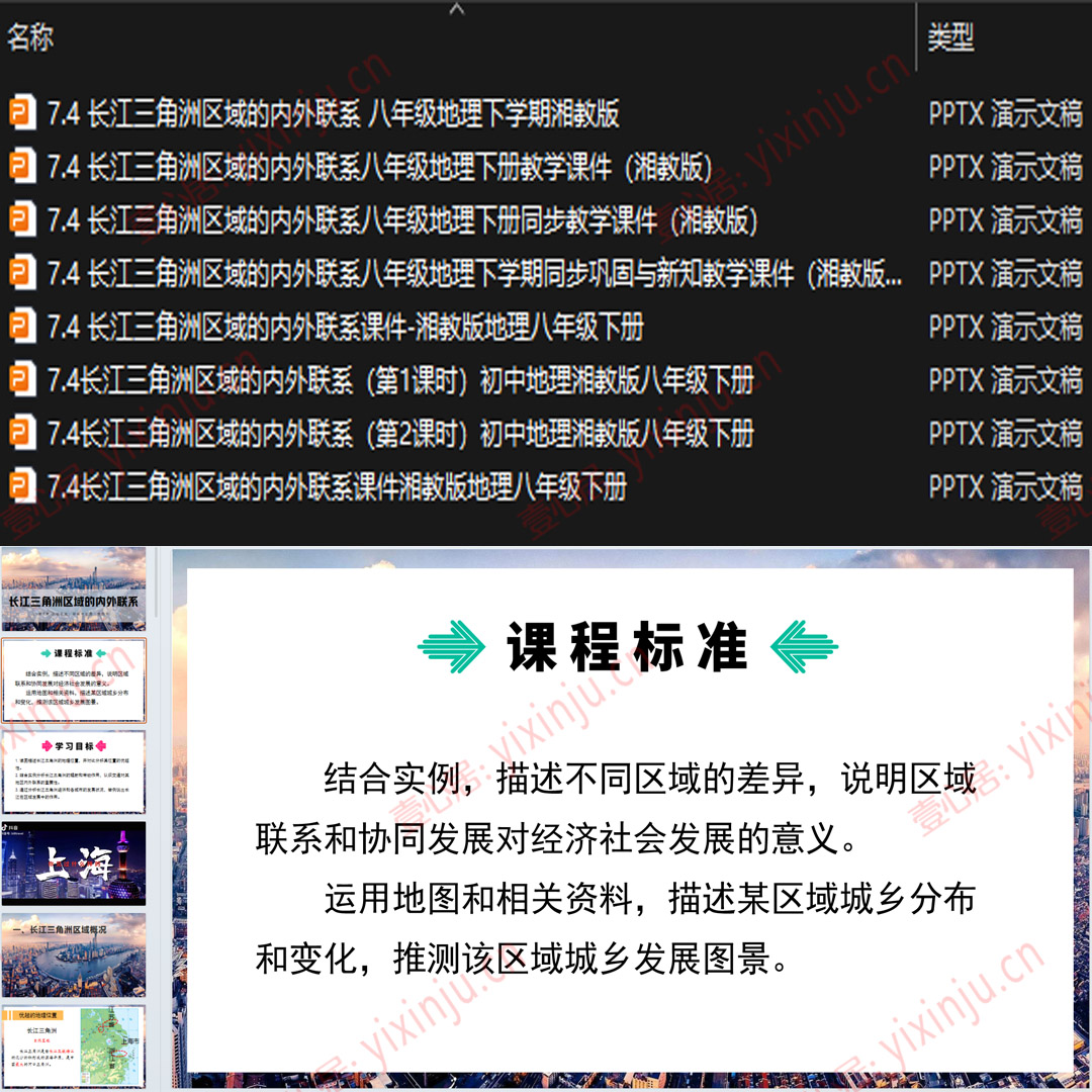 湘教版长江三角洲区域的内外联系PPT课件8套八下地理第七章第4节