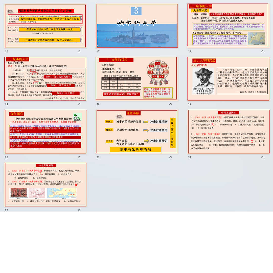 《中世纪城市和大学的兴起》PPT课件10套初中九年级上历史第九课