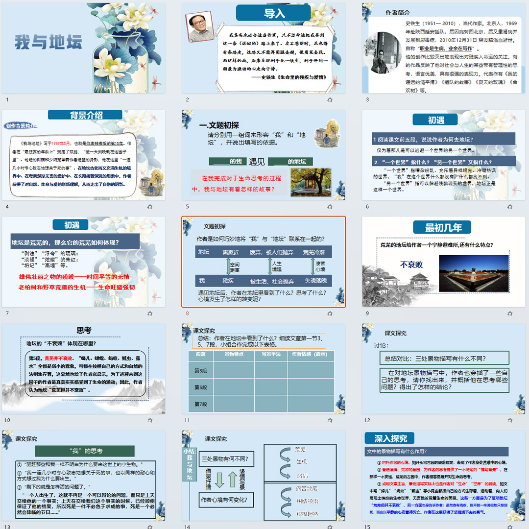 《我与地坛》PPT课件公开课高一语文上学期必修上册第15课大单元