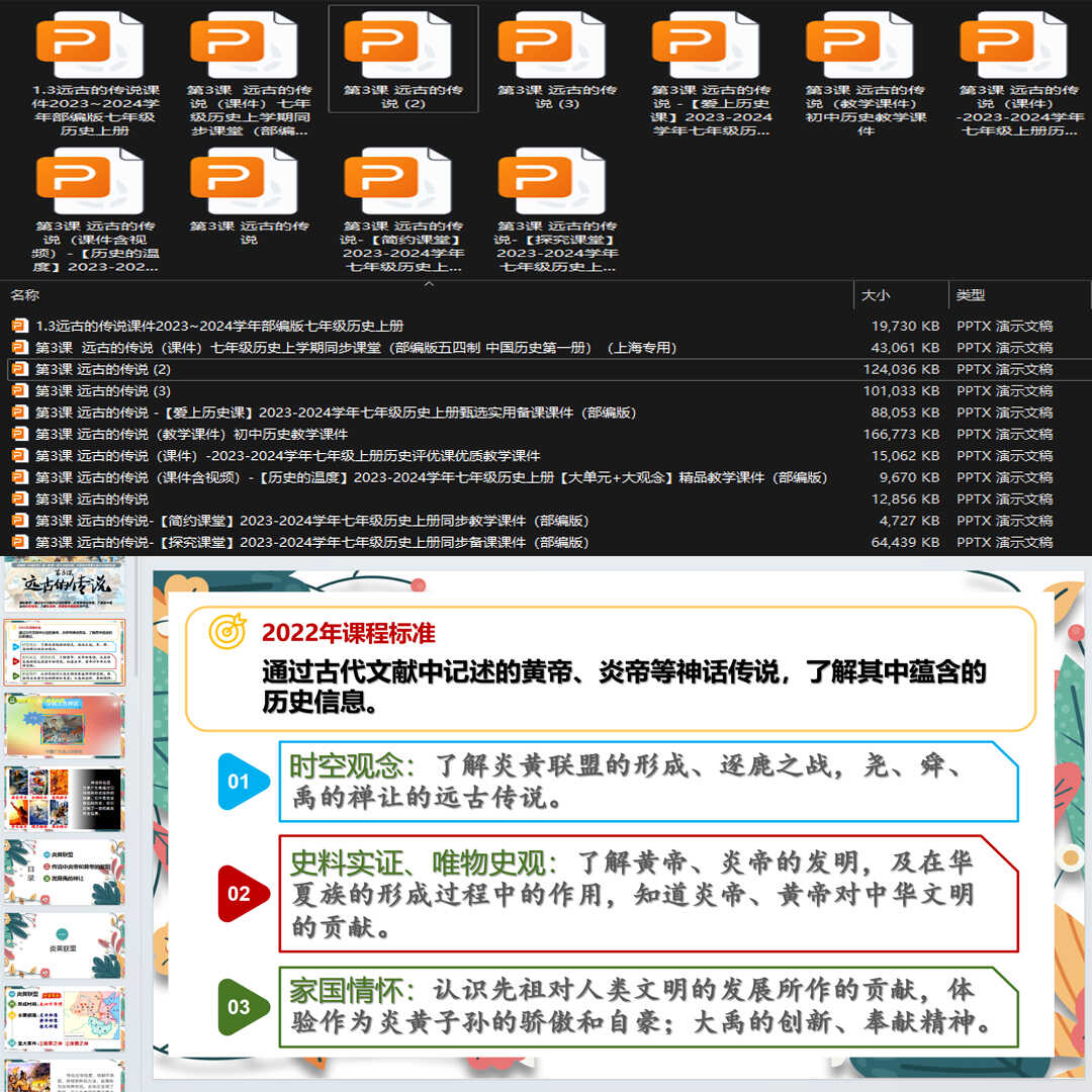 《远古的传说》PPT课件3套初中七年级上册历史第二课PPT