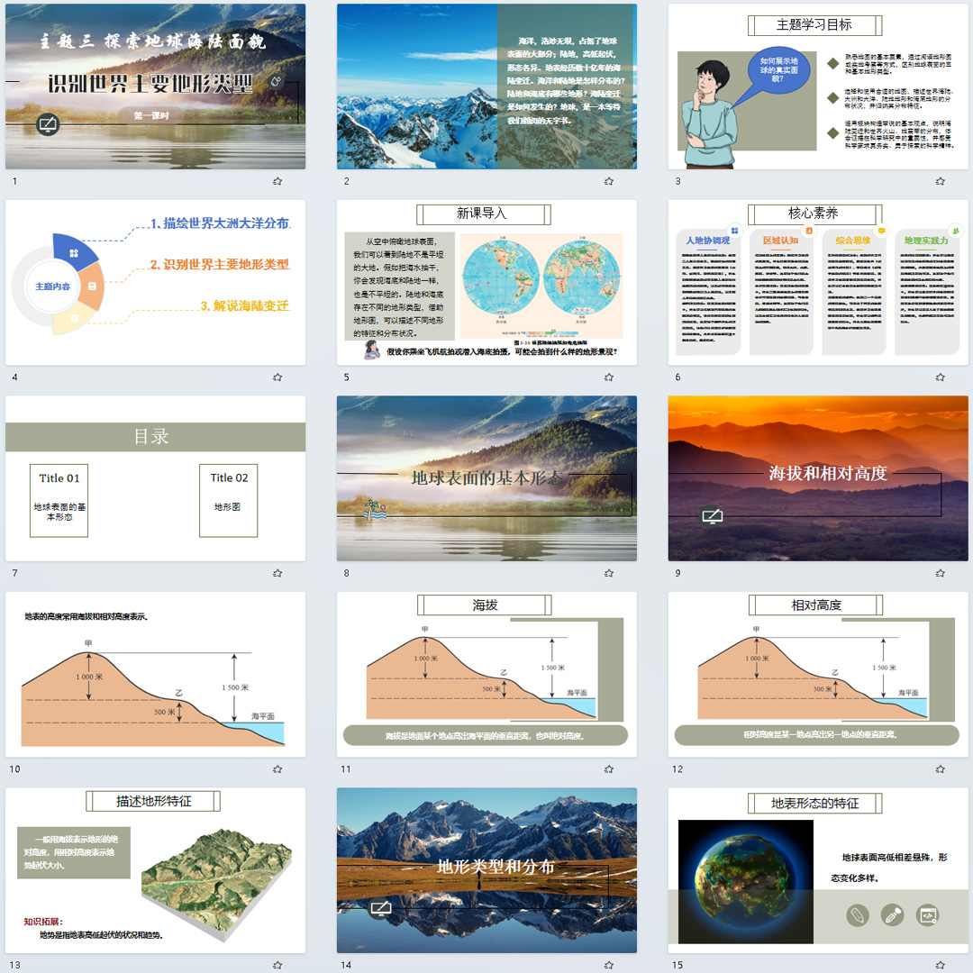 晋教版《识别世界主要地形类型》PPT课件公开课初中七上地理3.2.1