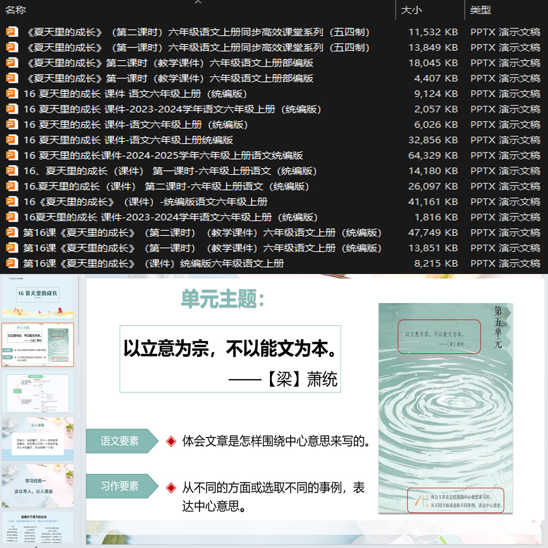 《夏天里的成长》PPT课件16套小学六年级上册语文第十六课