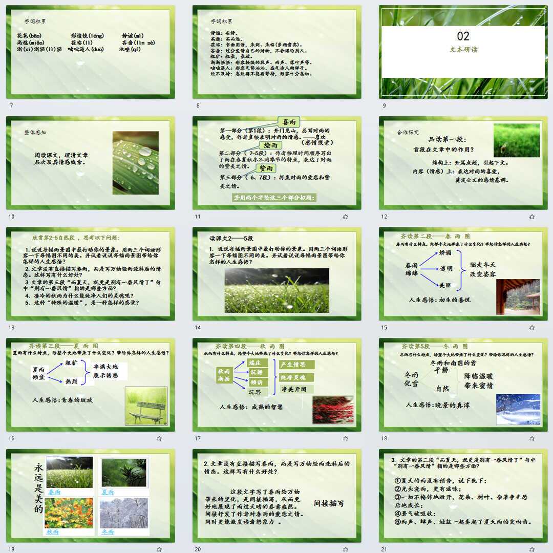 《雨的四季》PPT课件精修单品七年级上册语文第三课教学课件ppt