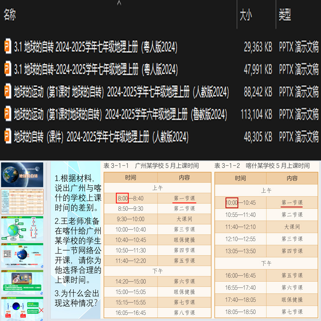 《地球的自转》PPT课件5套初中七年级上册地理第三单元第一节