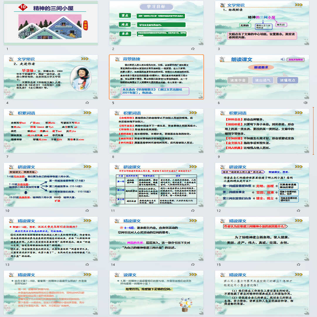 《精神的三间小屋》PPT课件15套九年级语文上册第十课PPT课件