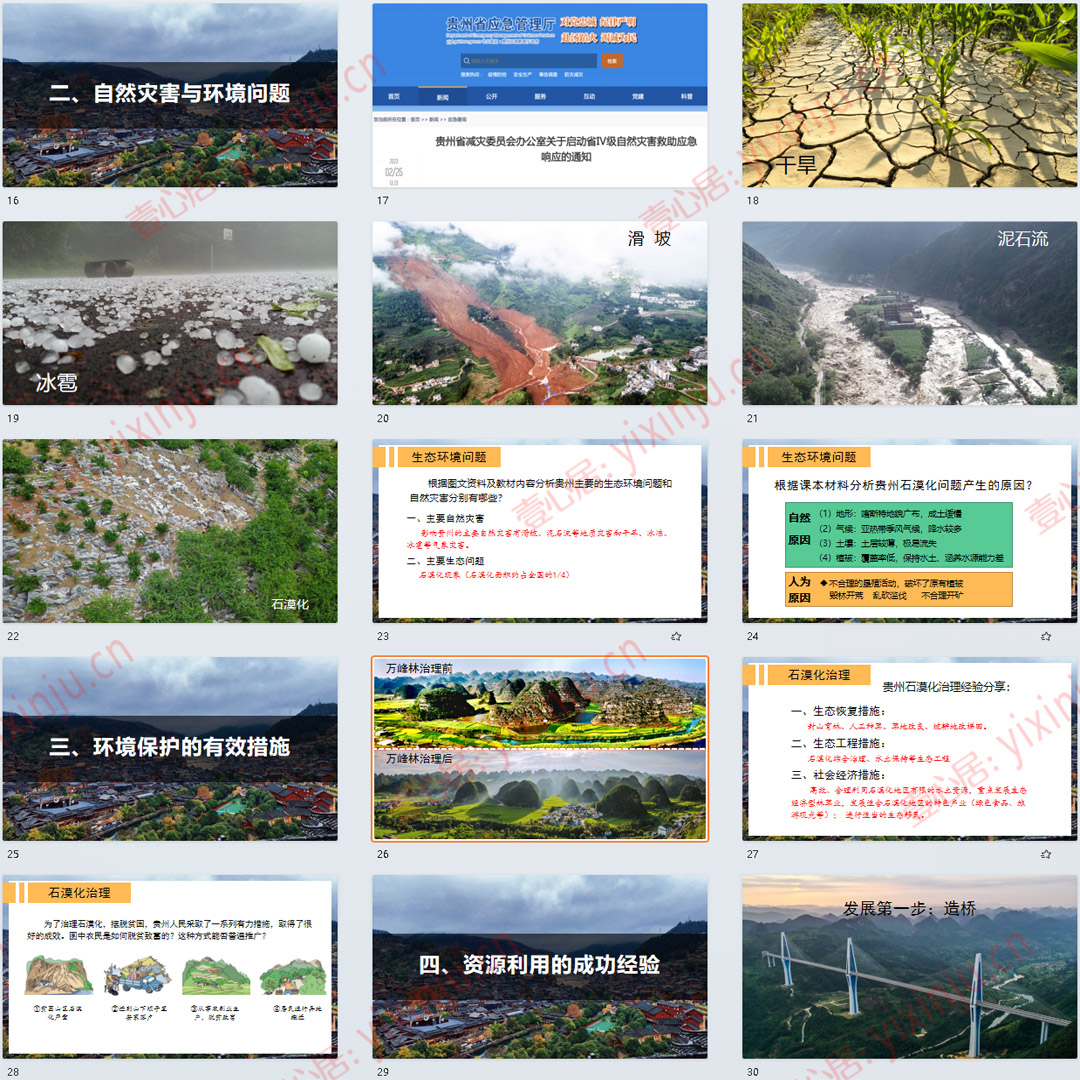 湘教版贵州省的环境保护与资源利用PPT课件8套八下地理第8章第4节