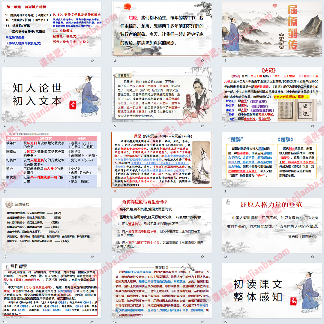 《屈原列传》PPT课件展示课高二语文选择性必修中册文言文教学