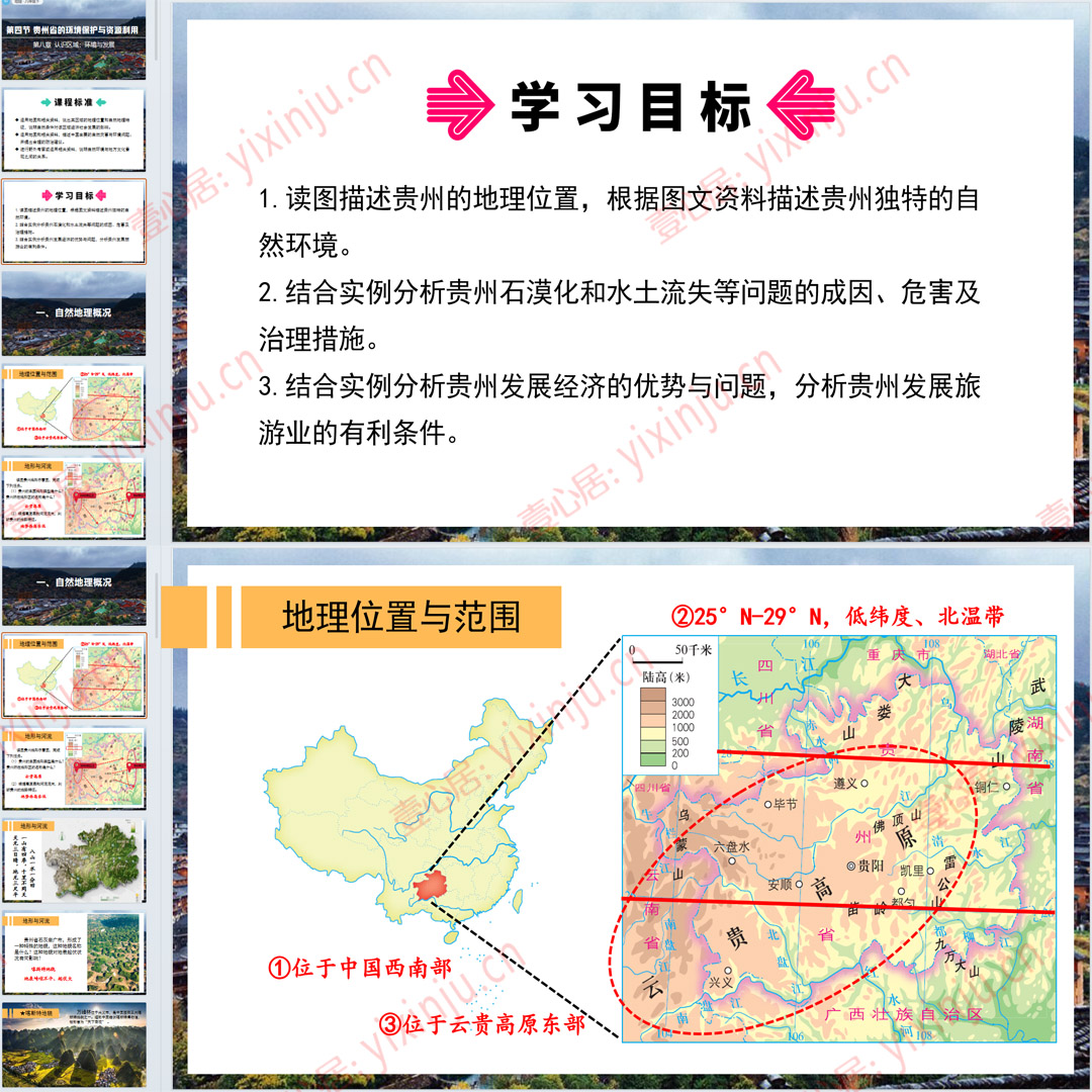 湘教版贵州省的环境保护与资源利用PPT课件8套八下地理第8章第4节