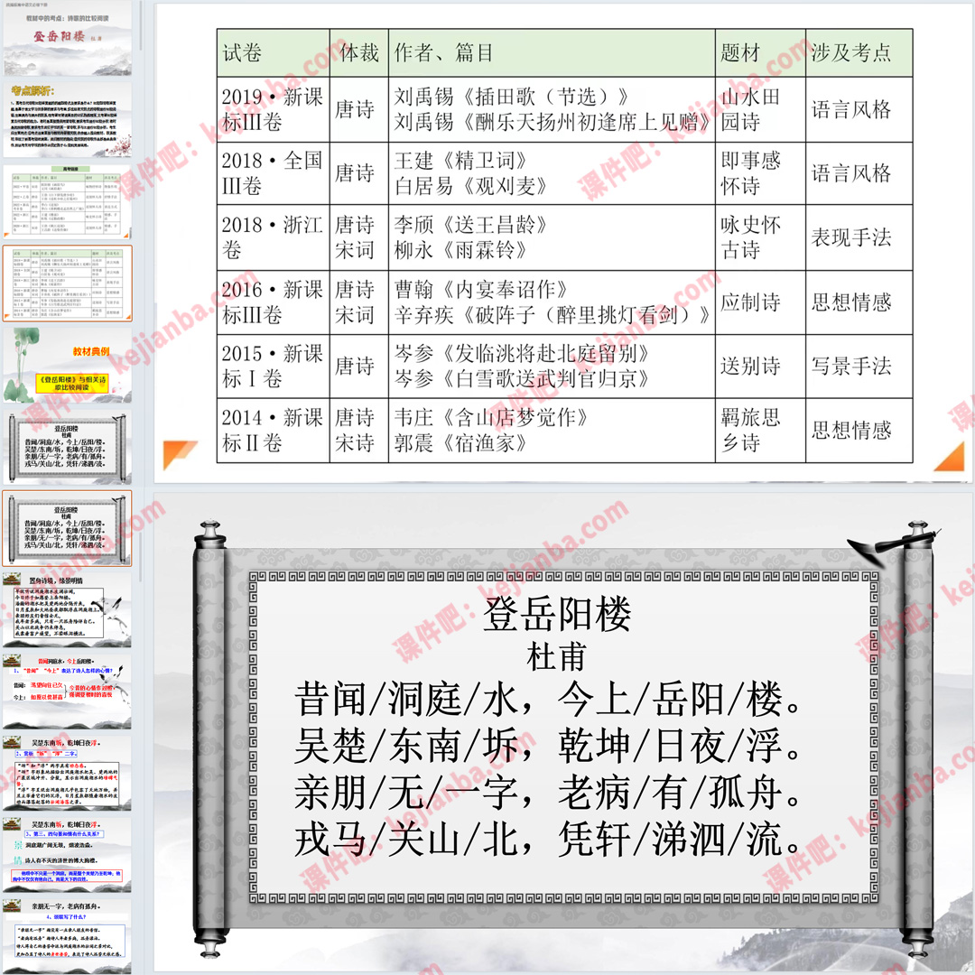 《登岳阳楼》比较阅读PPT课件公开课高一语文必修下册古诗词诵读