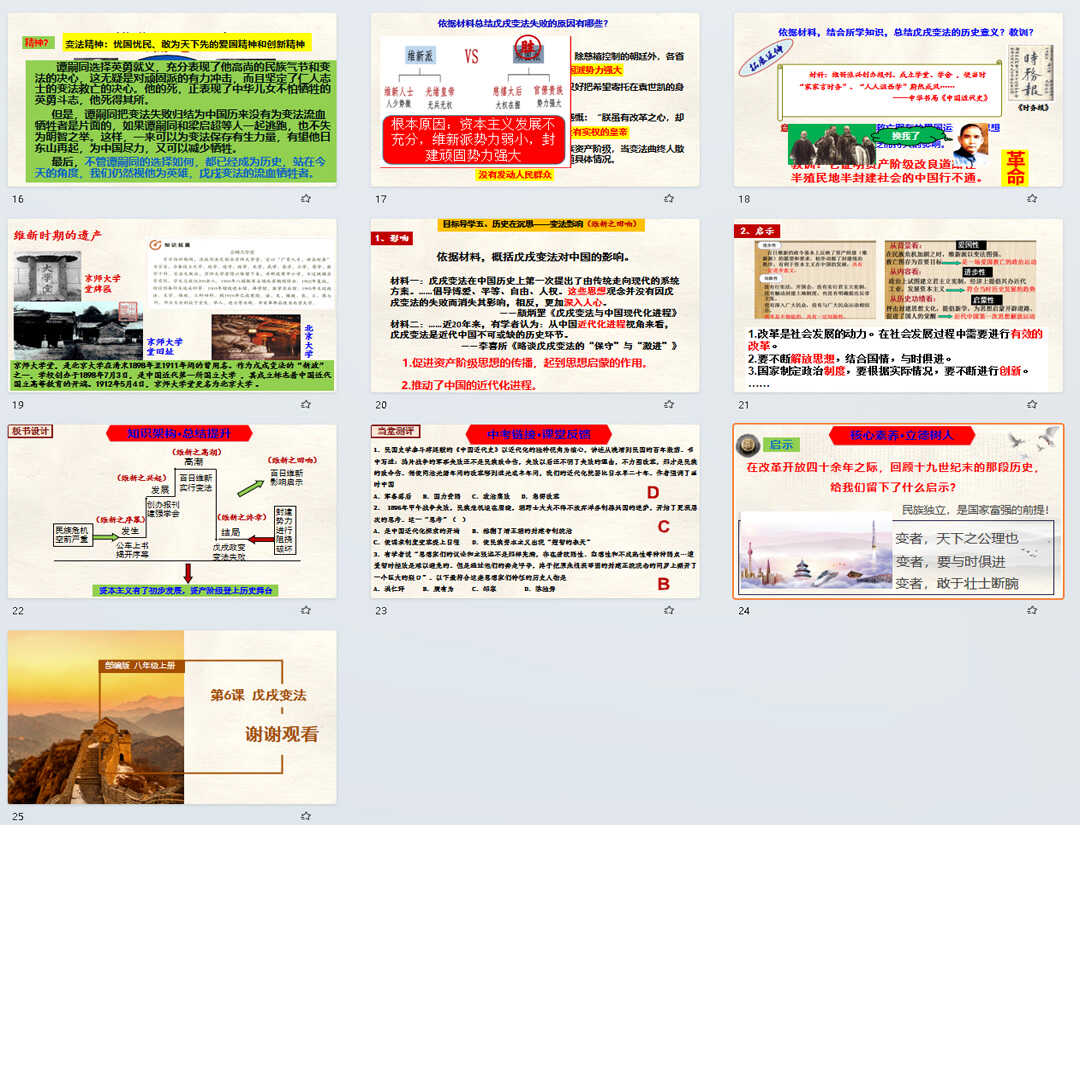 《戊戌变法》PPT课件8套初中八年级上册历史第六课课件PPT