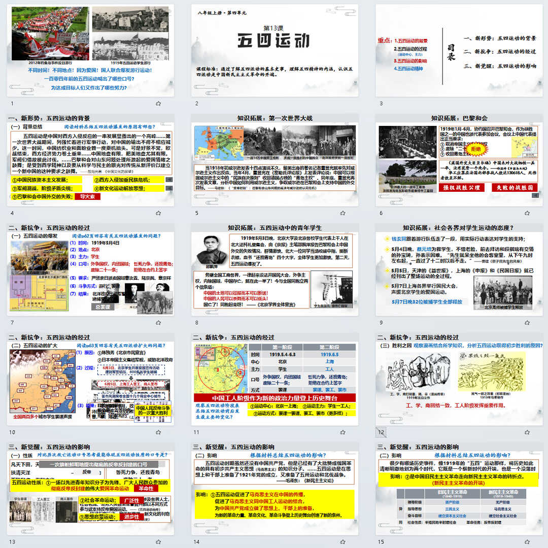 《 五四运动》PPT课件初中八年级上册历史第13课课件