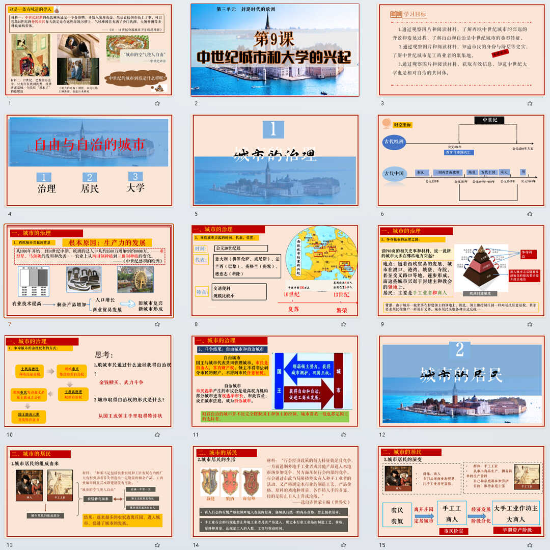 《中世纪城市和大学的兴起》PPT课件10套初中九年级上历史第九课