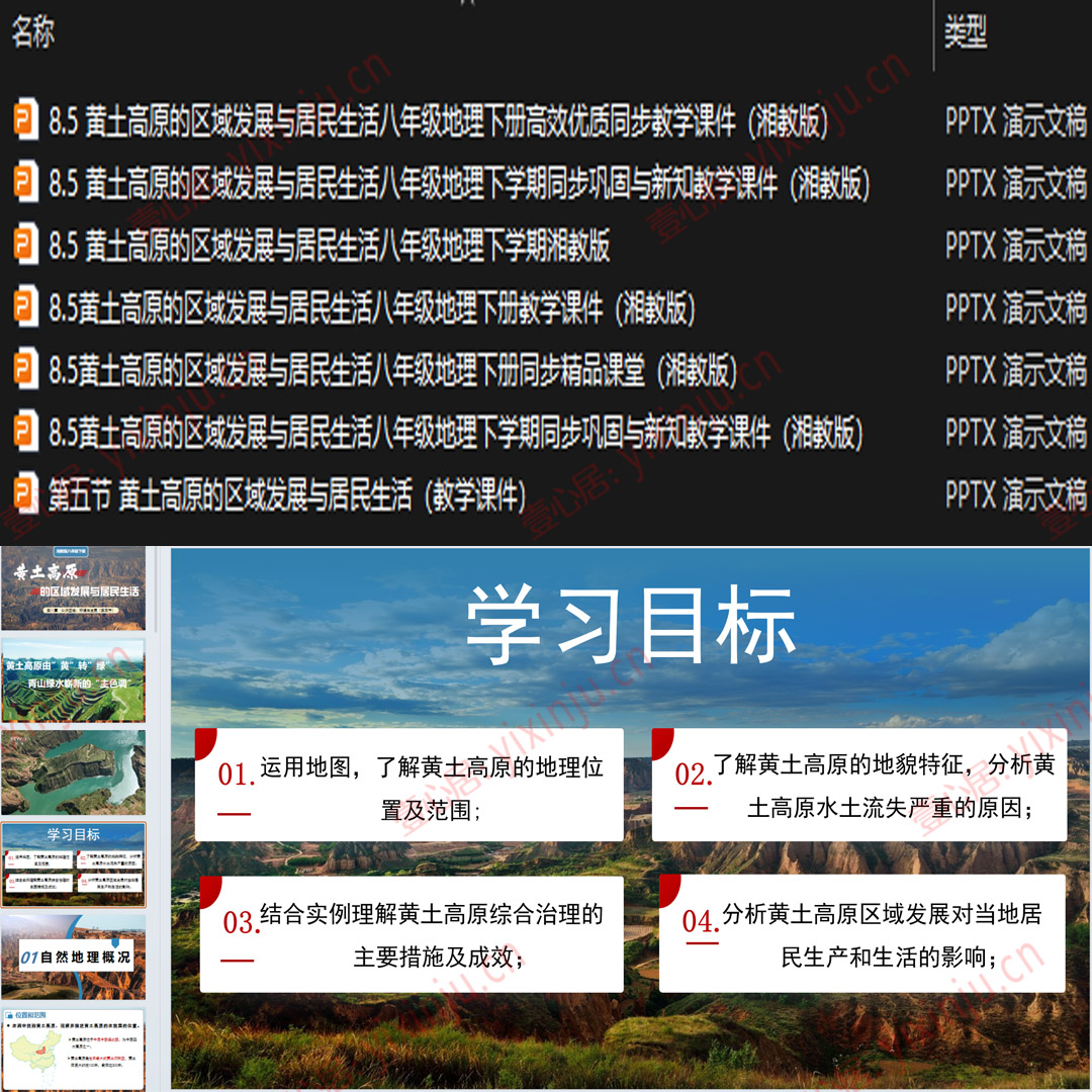 湘教版黄土高原的区域发展与居民生活PPT课件7套八下地理第8章5节