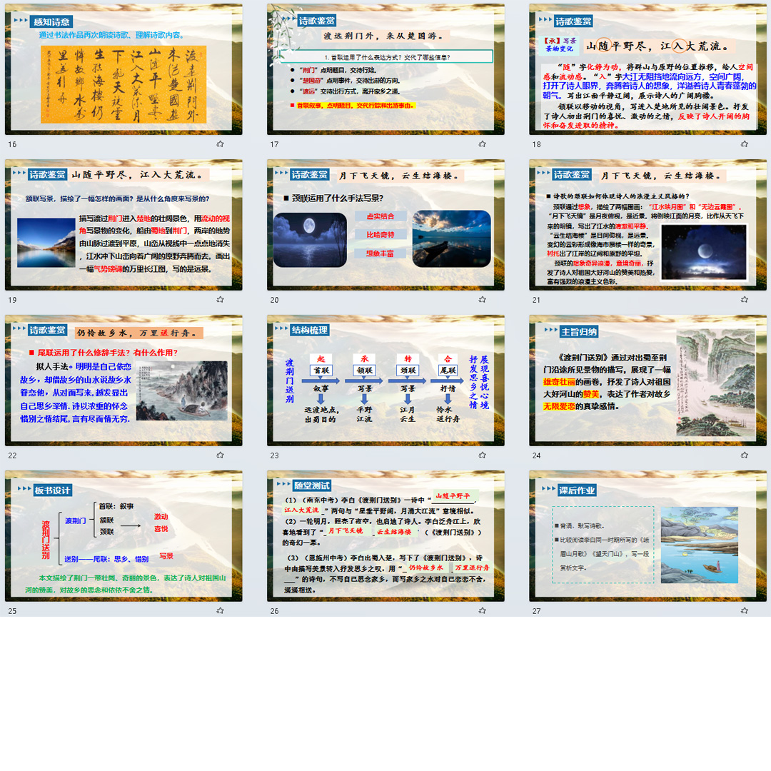 《唐诗五首·渡荆门送别》PPT课件公开课八年级上册语文第13课