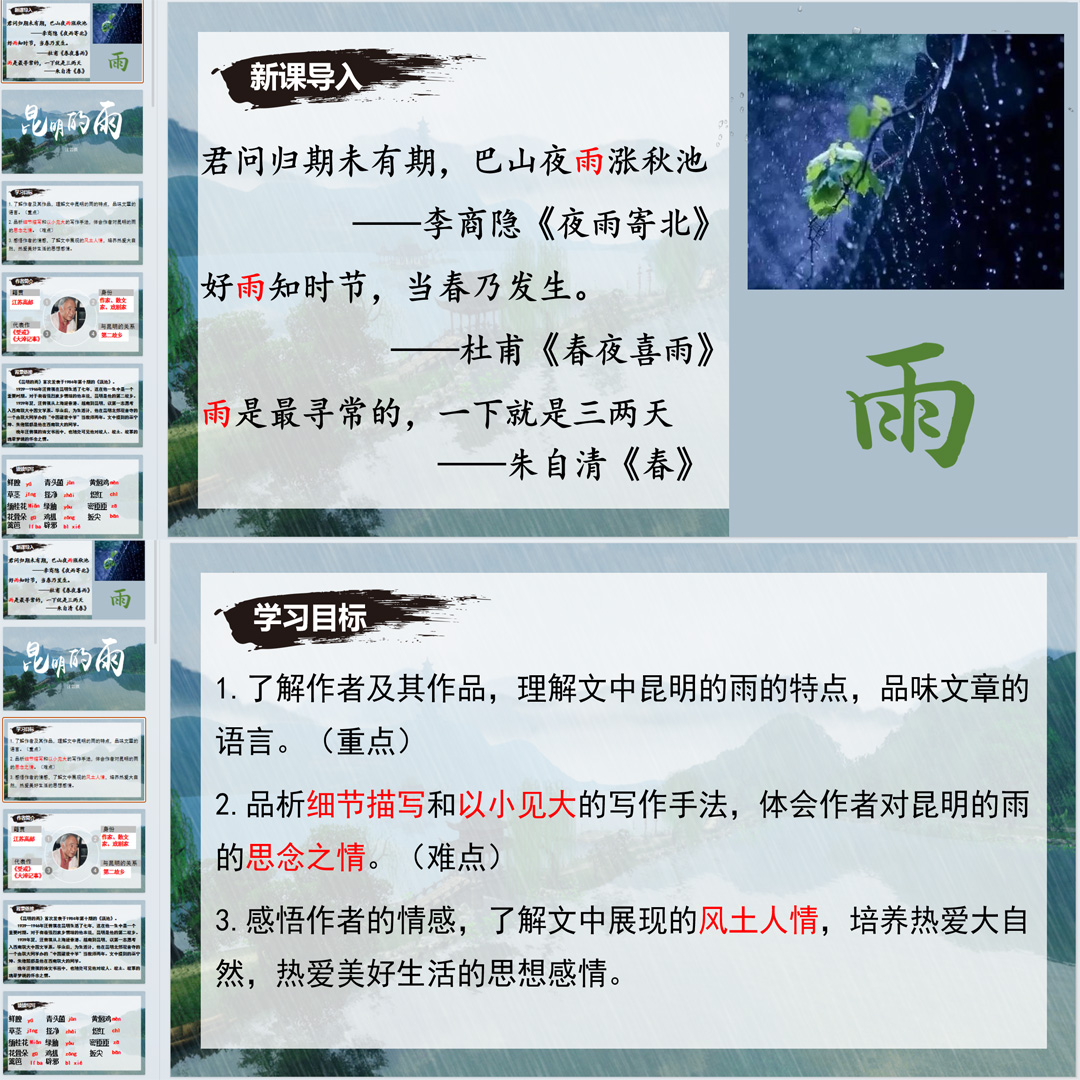 《昆明的雨》PPT课件优质课初中八年级上册语文第17课教学课件