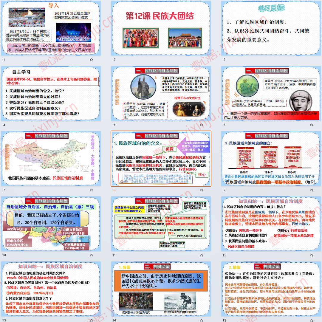 《民族大团结》PPT课件6套八年级下册历史第12课课堂教学