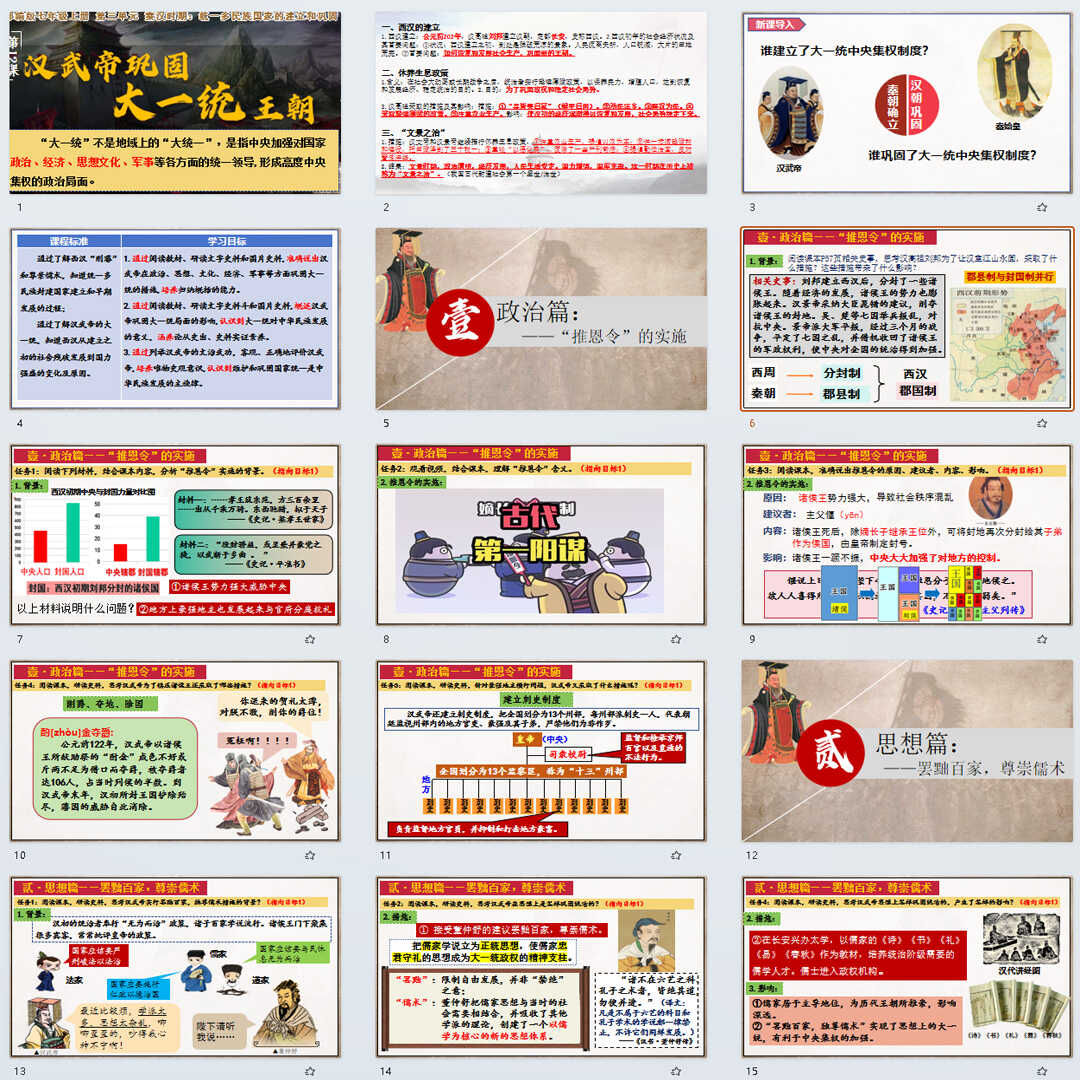 《 汉武帝巩固大一统王朝》PPT课件7套初中七年级上历史第十二课