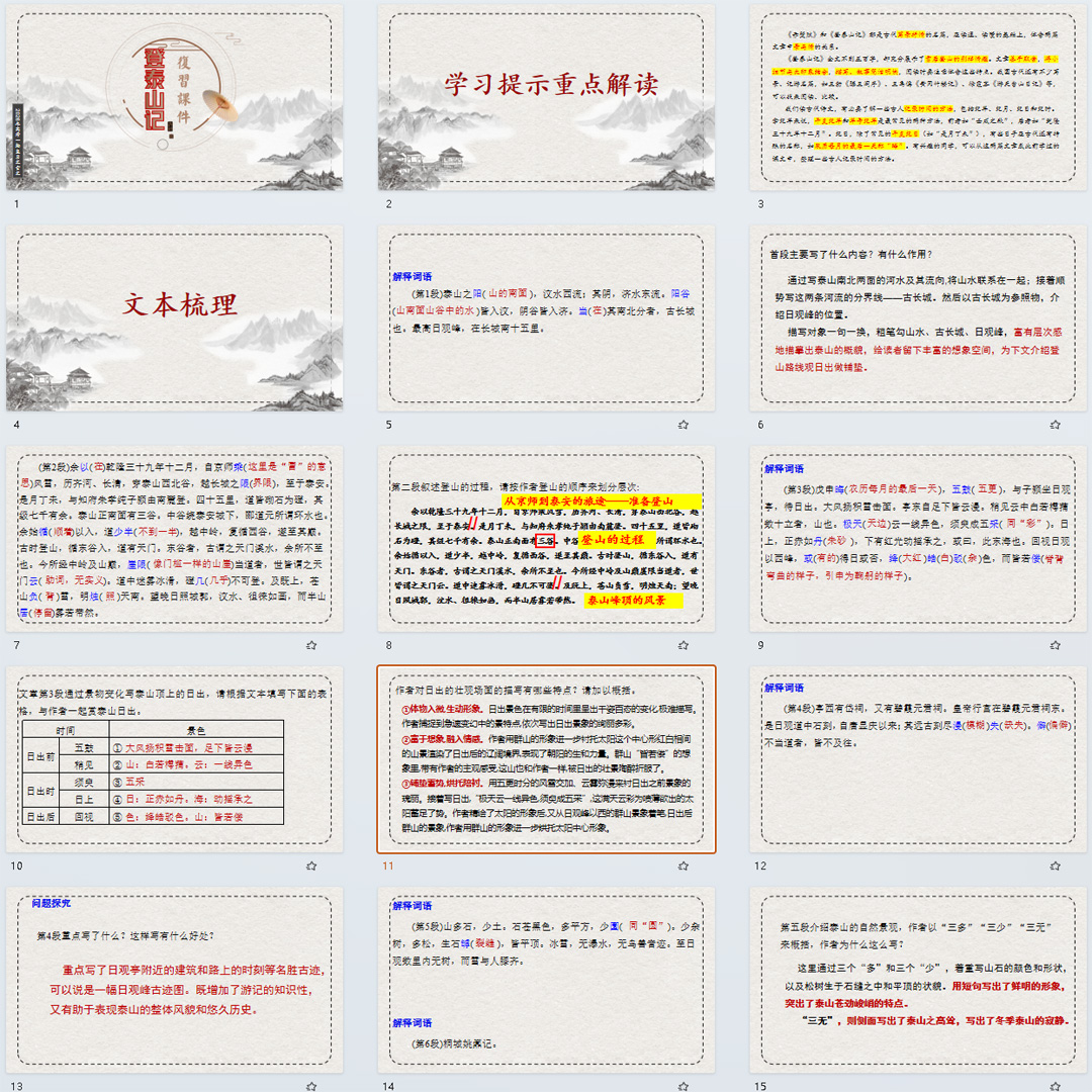 《登泰山记》高考一轮复习课件ppt语文文言文备考教学课件