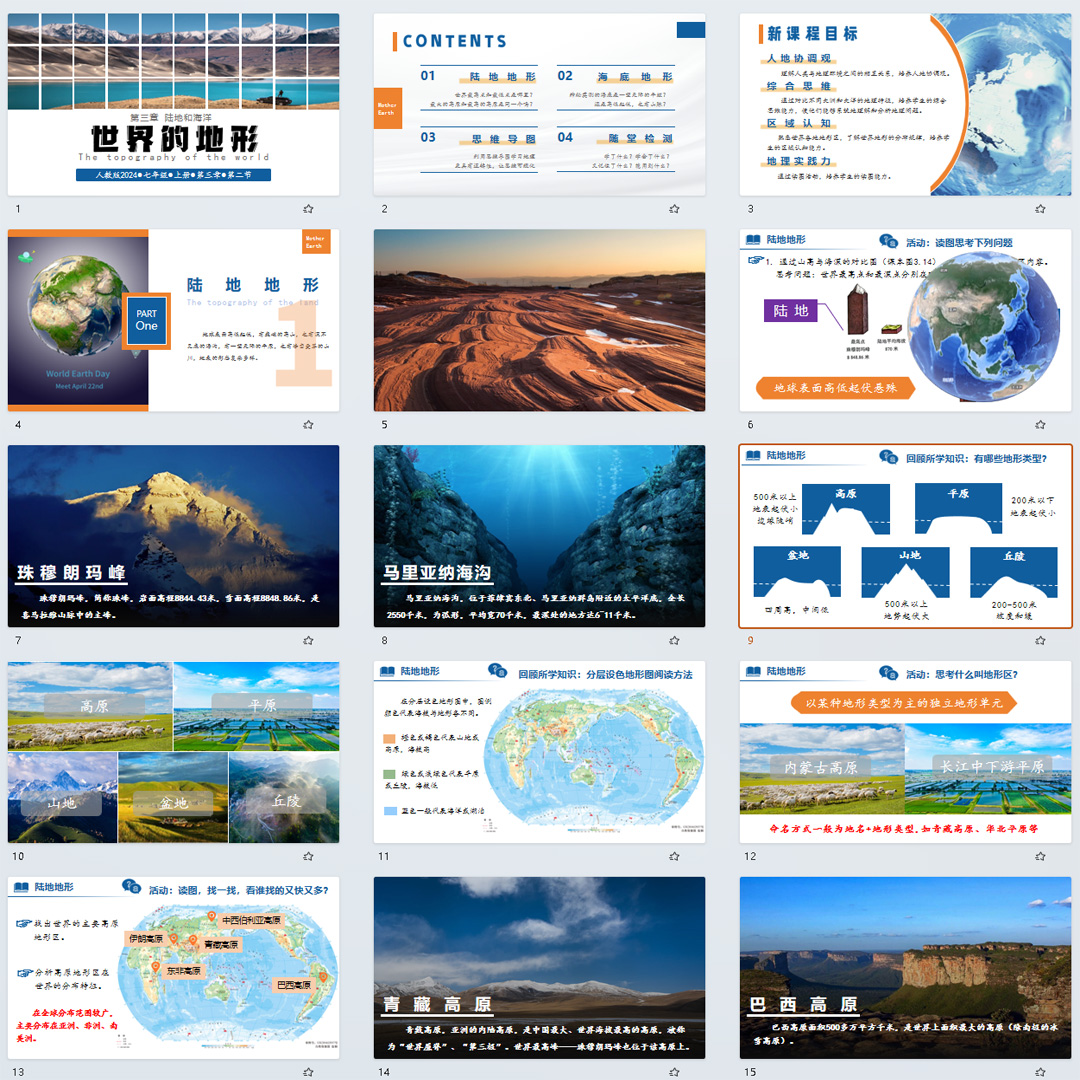 《世界的地形》PPT课件4套初中七年级上册地理第三章第二节课件
