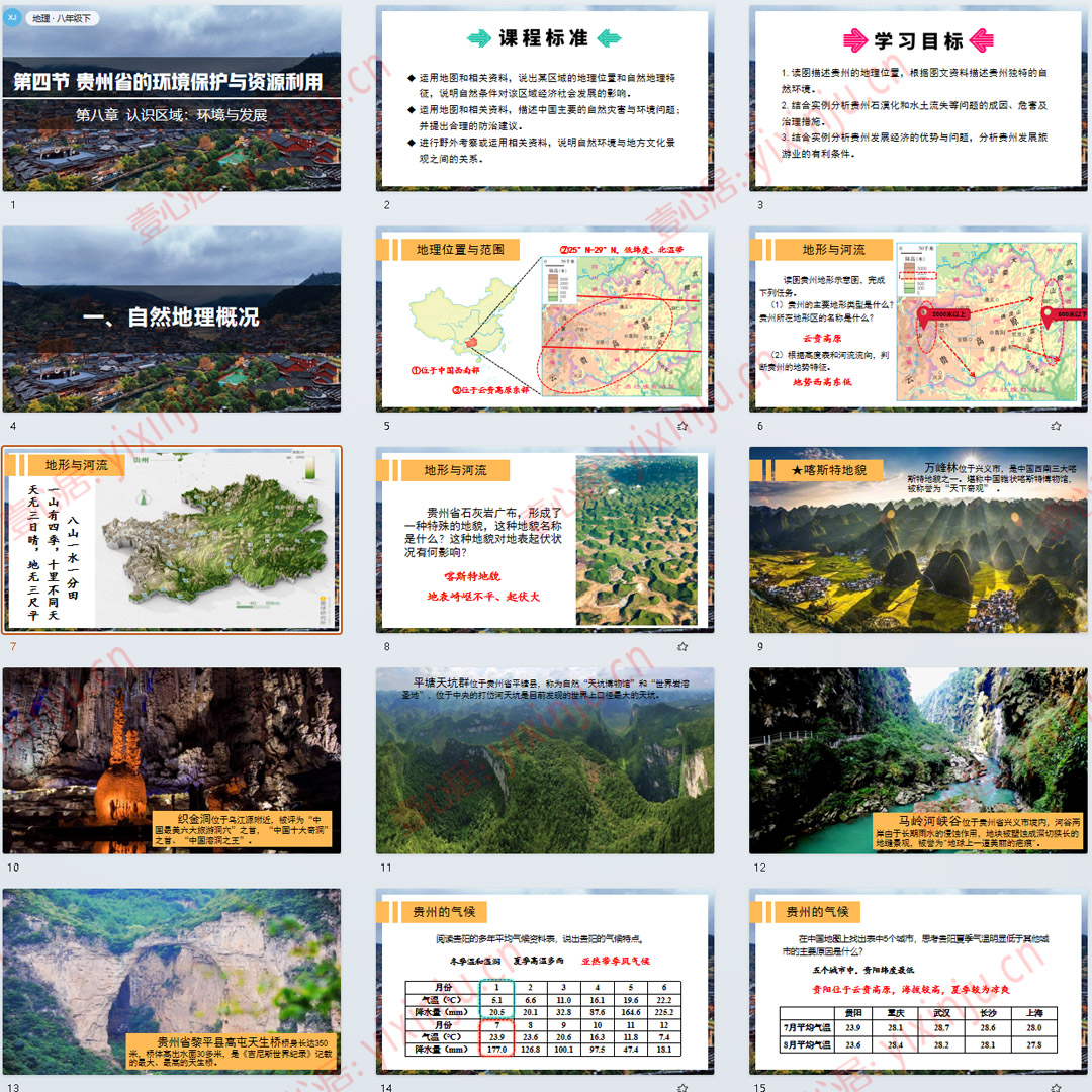 湘教版贵州省的环境保护与资源利用PPT课件8套八下地理第8章第4节