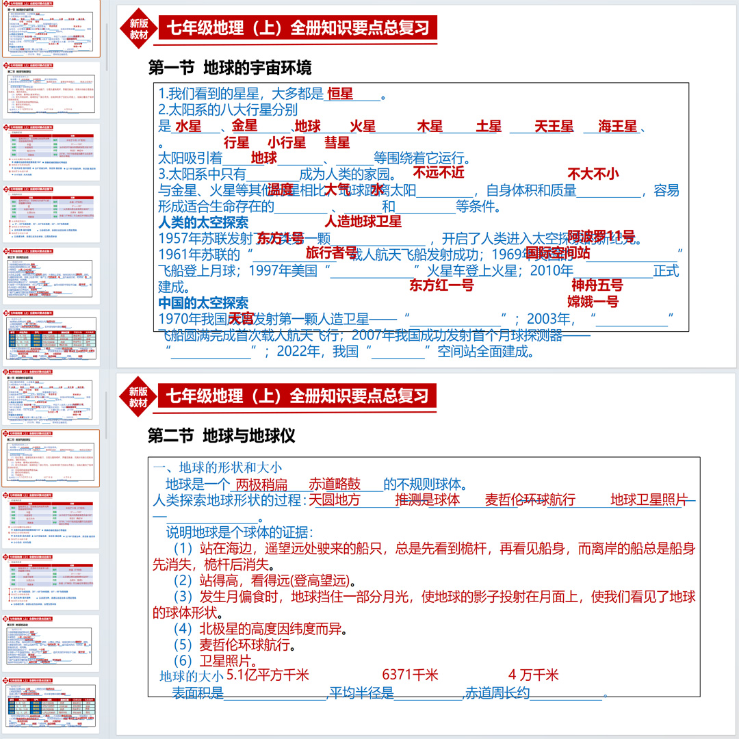 七年级地理上册全册期末知识要点总复习课件ppt（人教版2024）