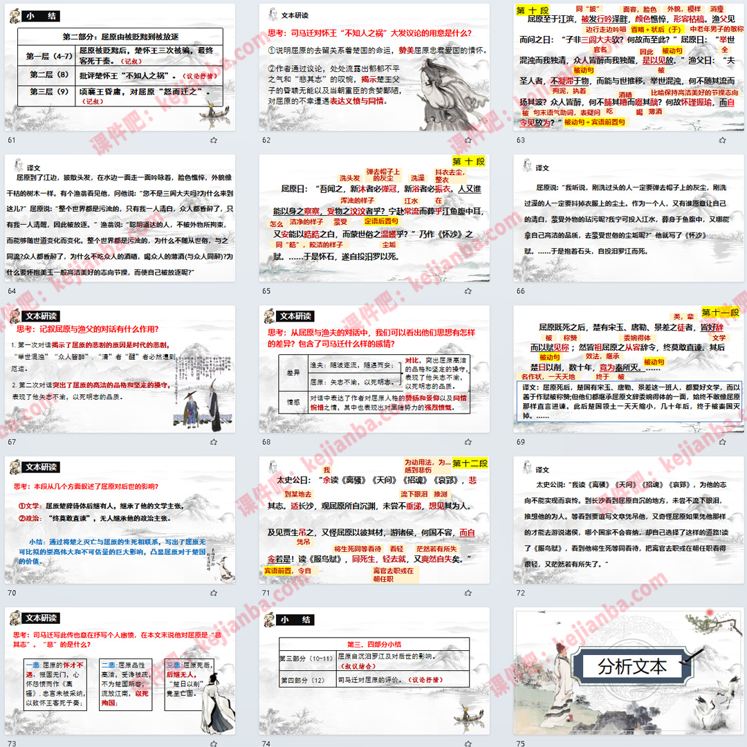 《屈原列传》PPT课件展示课高二语文选择性必修中册文言文教学