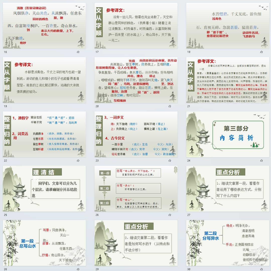 《与朱元思书》PPT课件23套初中八年级上册语文第十二课教学课件