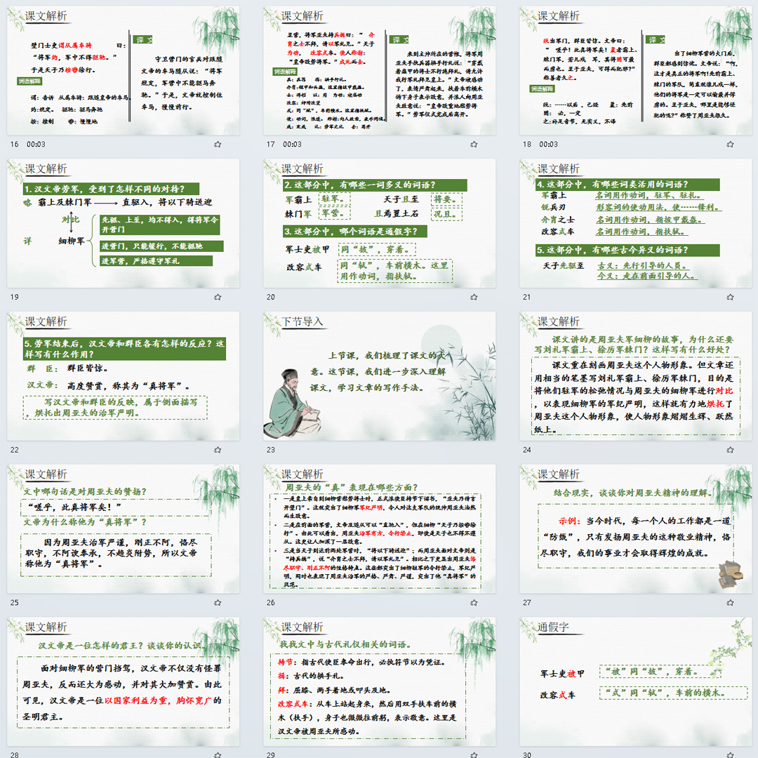 《周亚夫军细柳》PPT课件25套初中八年级上册语文第二十五课