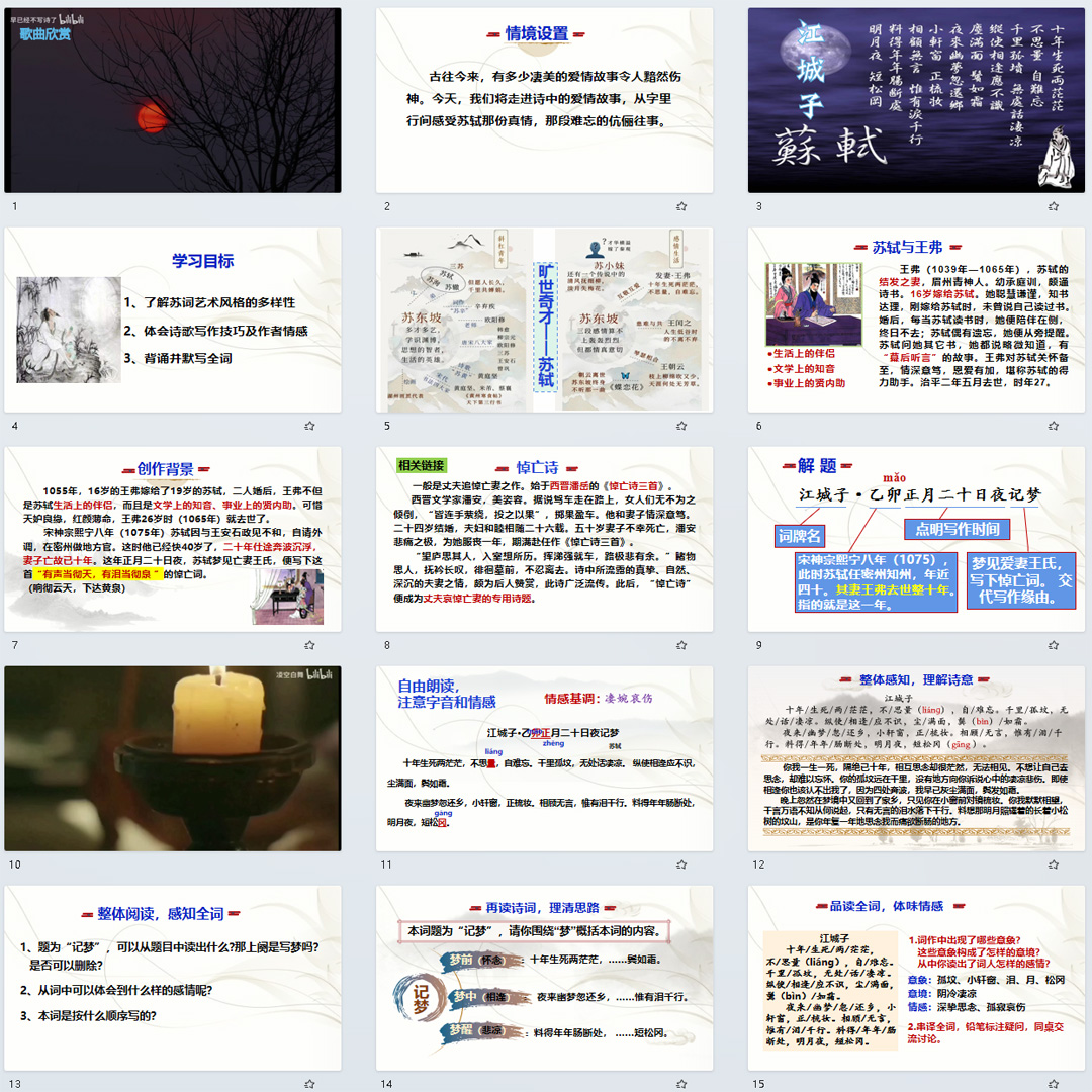 《江城子》PPT课件精品课古诗词诵读高二语文上学期选择性必修上