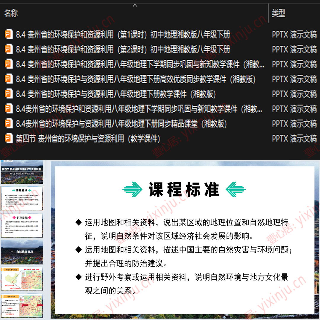 湘教版贵州省的环境保护与资源利用PPT课件8套八下地理第8章第4节