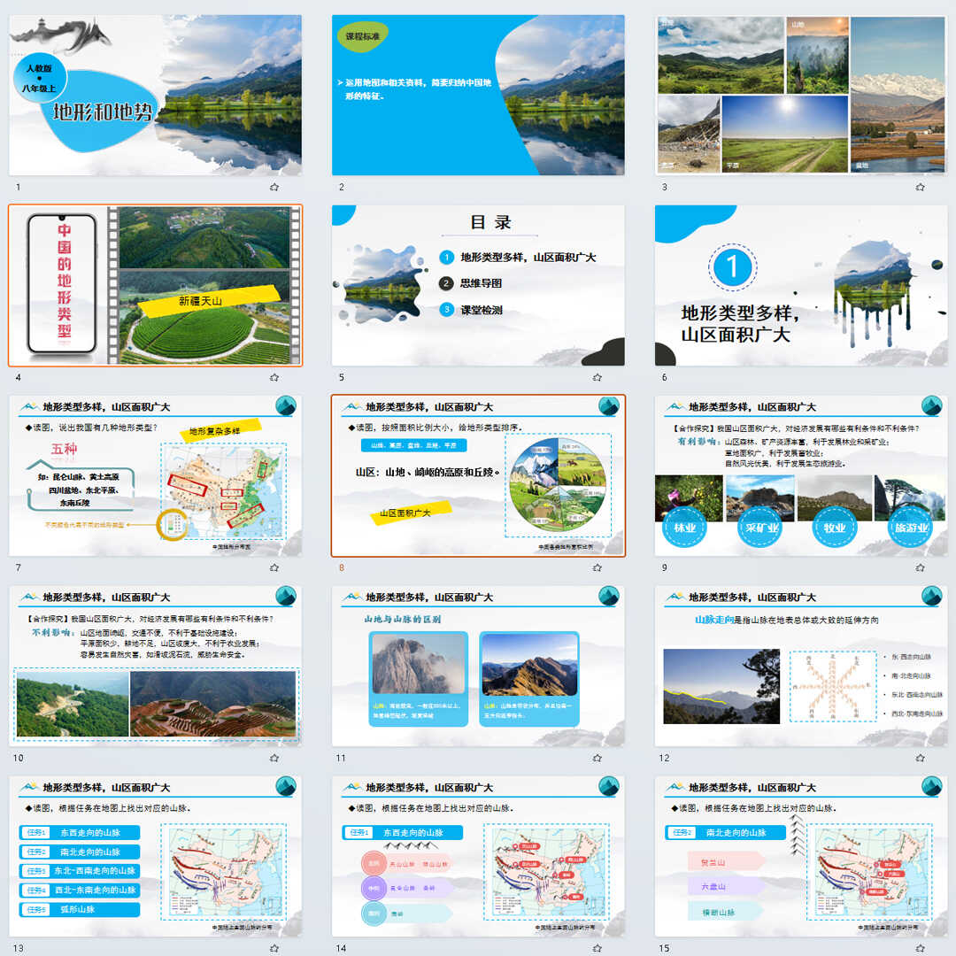 《地形和地势》PPT课件5套初中八年级上册地理第二章第一节课件