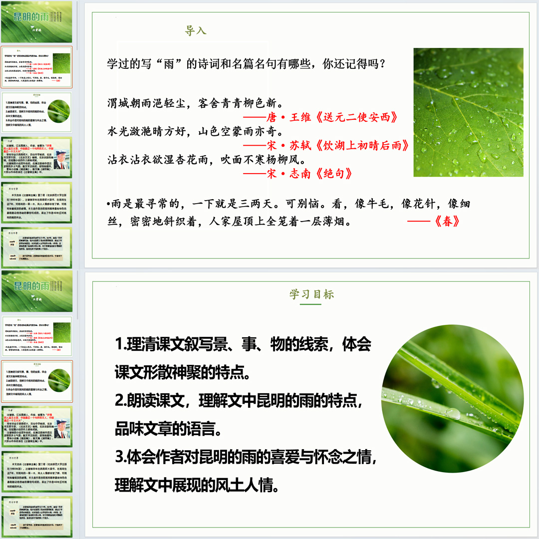 《昆明的雨》PPT课件公开课初中八年级上册语文第17课