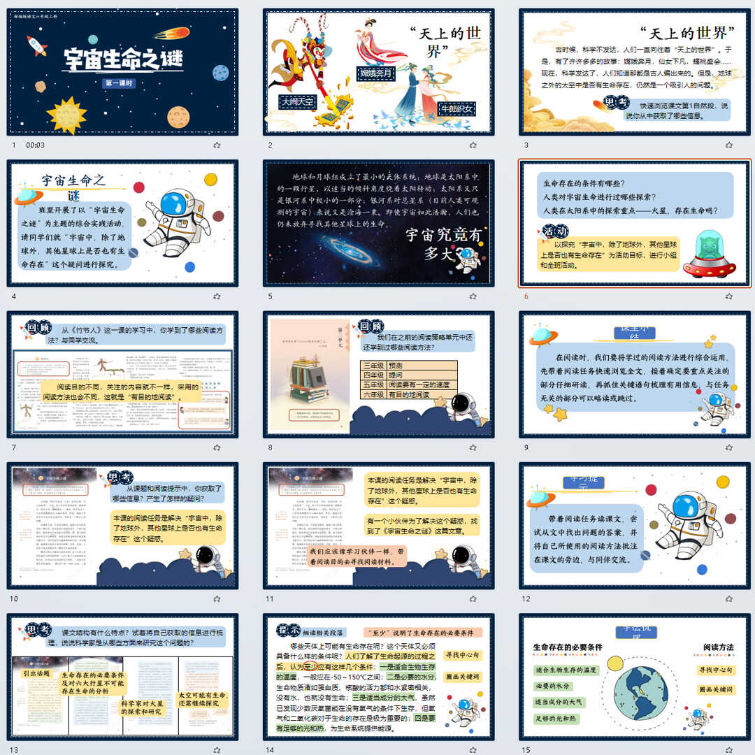 《宇宙生命之谜》PPT课件18套六年级上册语文第九课教学课件ppt