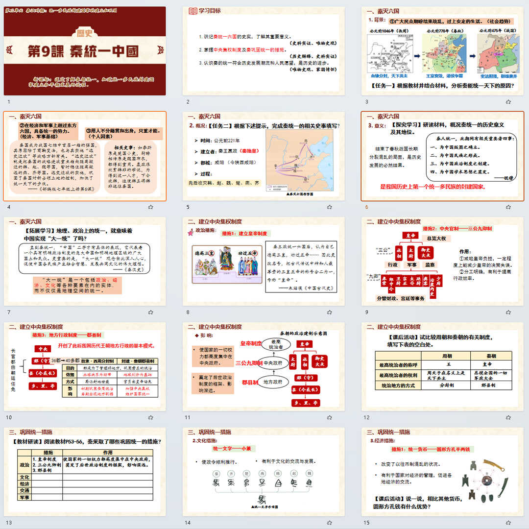 《秦统一中国》PPT课件7套初中七年级上册历史第九课教学课件